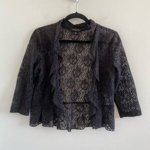 Notations Black Lace Open Cardigan Size Petite Large
